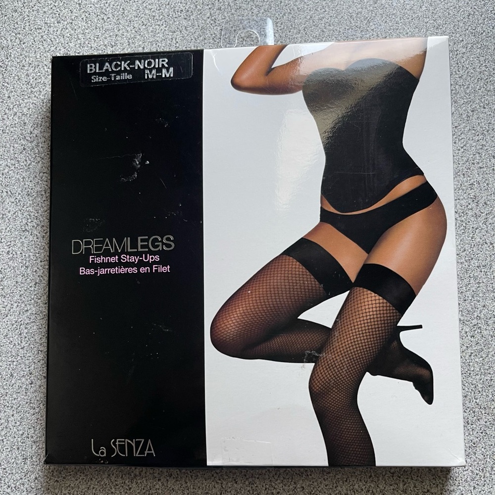 La Senza Dream Legs Black Fishnet Stay-Up Size M